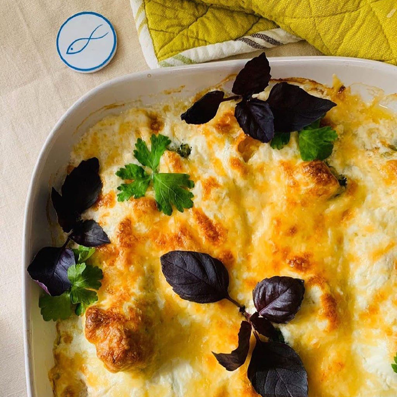 Запеченный судак с овощами