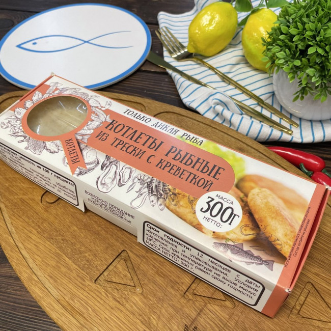 Котлеты рыбные из трески с креветкой, 300г